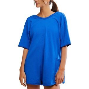 Free People Hot Shot Tee Blue Oversized Romper women’s size large